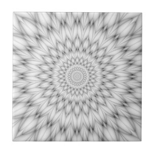 Floral Pattern in Black and White Ceramic Tile