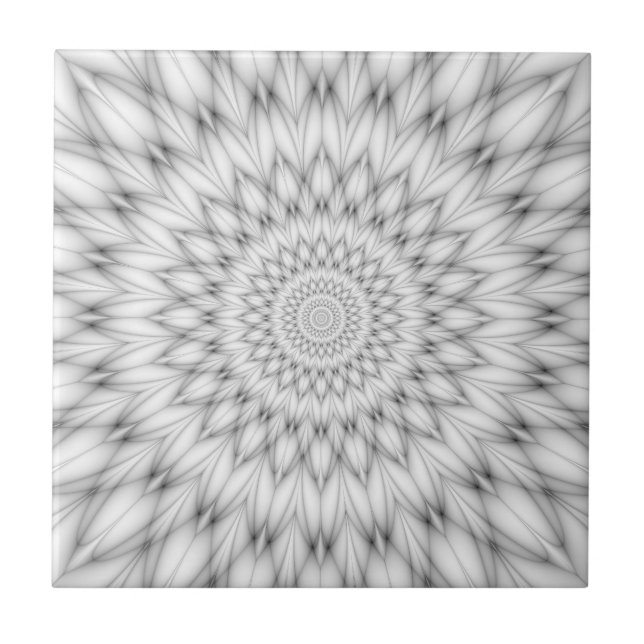 Floral Pattern in Black and White Ceramic Tile (Front)