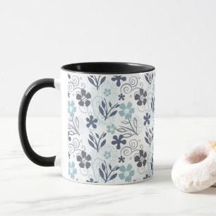 Floral Pattern in blue and grey Mug
