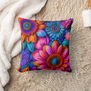 Floral pattern in boho style cushion