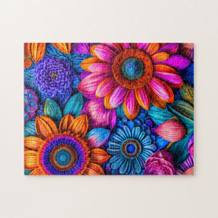 Floral pattern in boho style -   jigsaw puzzle