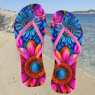 Floral pattern in boho style thongs