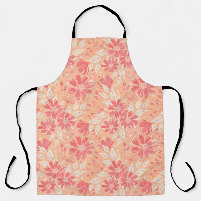 Floral pattern in fashionable peach shades apron (Front)