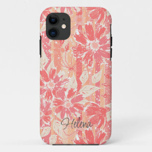 Floral pattern in fashionable peach shades iPhone 11 case