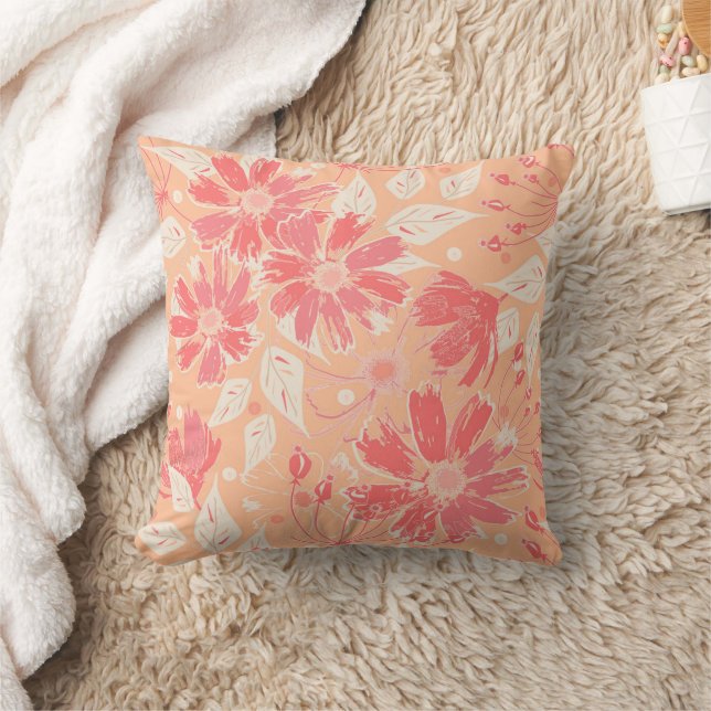 Floral pattern in fashionable peach shades cushion (Blanket)