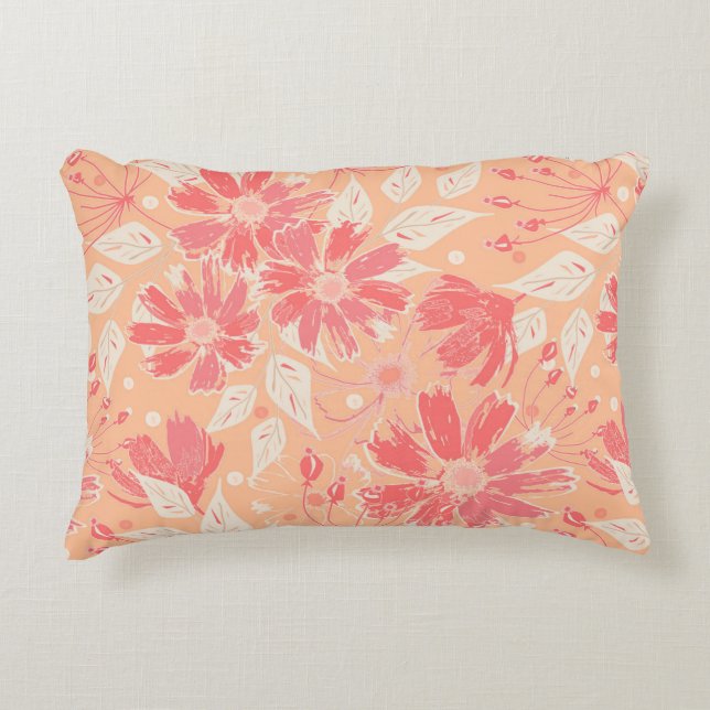 Floral pattern in fashionable peach shades decorative cushion (Front)