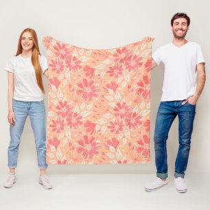 Floral pattern in fashionable peach shades fleece blanket