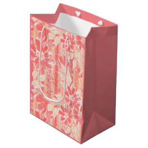 Floral pattern in fashionable peach shades medium gift bag