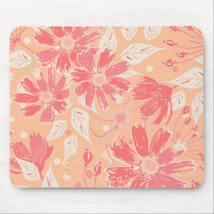 Floral pattern in fashionable peach shades mouse pad
