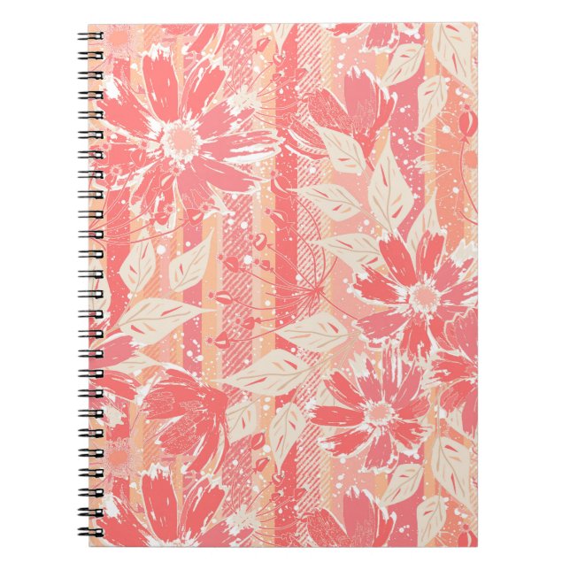 Floral pattern in fashionable peach shades notebook (Front)