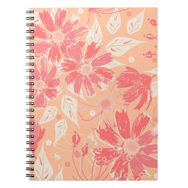 Floral pattern in fashionable peach shades notebook (Front)