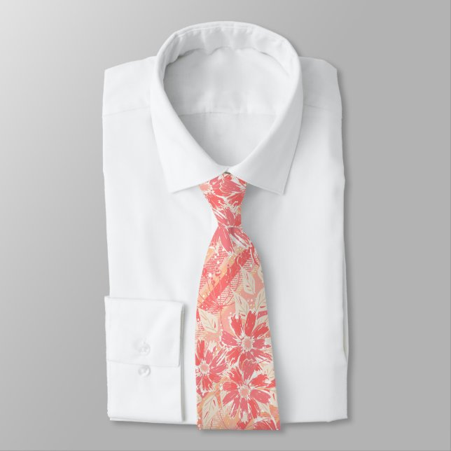 Floral pattern in fashionable peach shades tie (Tied)