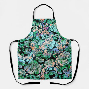 Floral Pattern in Green and Peach Apron