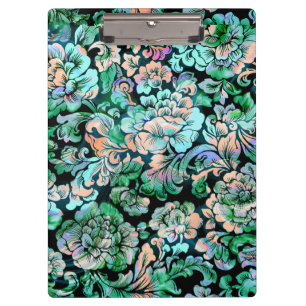 Floral Pattern in Green and Peach Clipboard