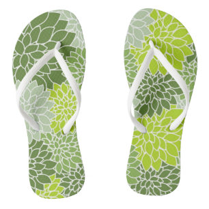 FLORAL PATTERN IN GREEN THONGS