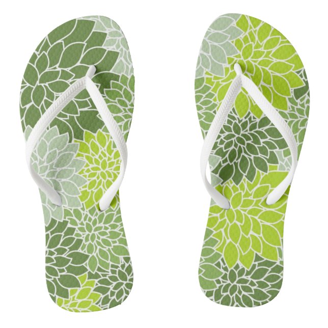 FLORAL PATTERN IN GREEN THONGS (Footbed)