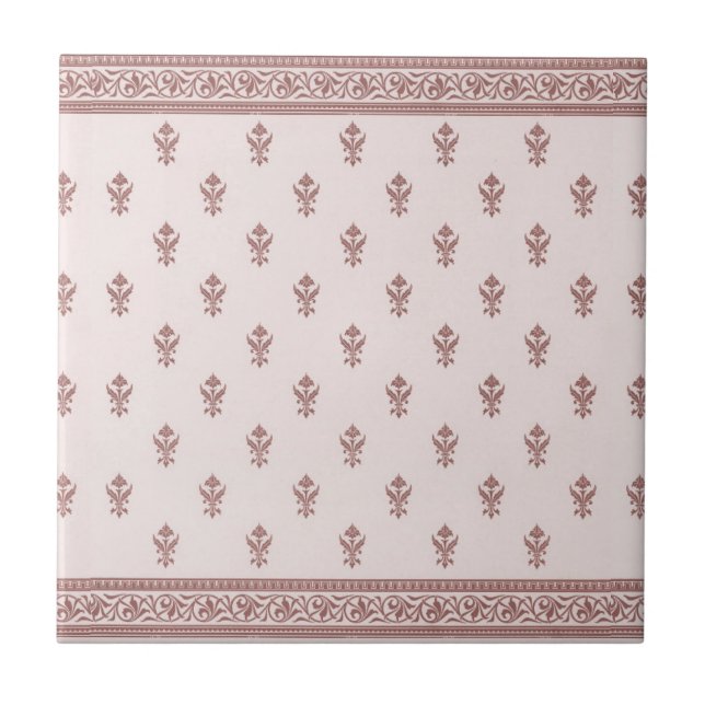 Floral Pattern In Mushroom Pink Ceramic Tile (Front)