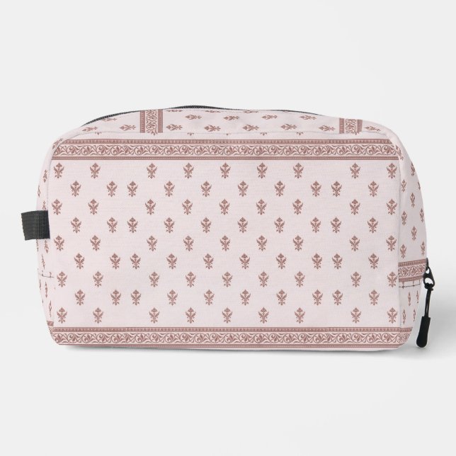 Floral Pattern In Mushroom Pink Dopp Kit (Front)