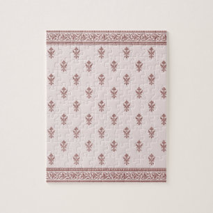 Floral Pattern In Mushroom Pink Jigsaw Puzzle