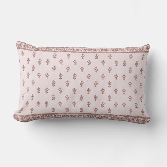 Floral Pattern In Mushroom Pink Lumbar Cushion (Front)