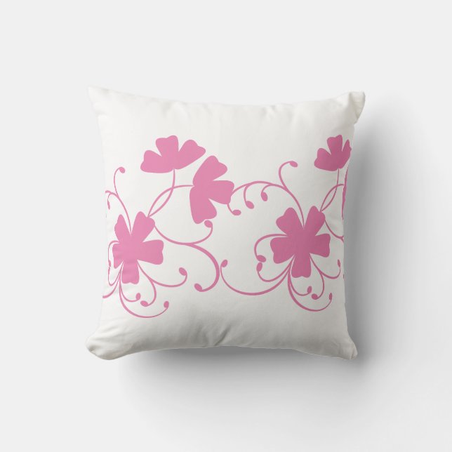 Floral Pattern In Pink Colour Cushion (Front)