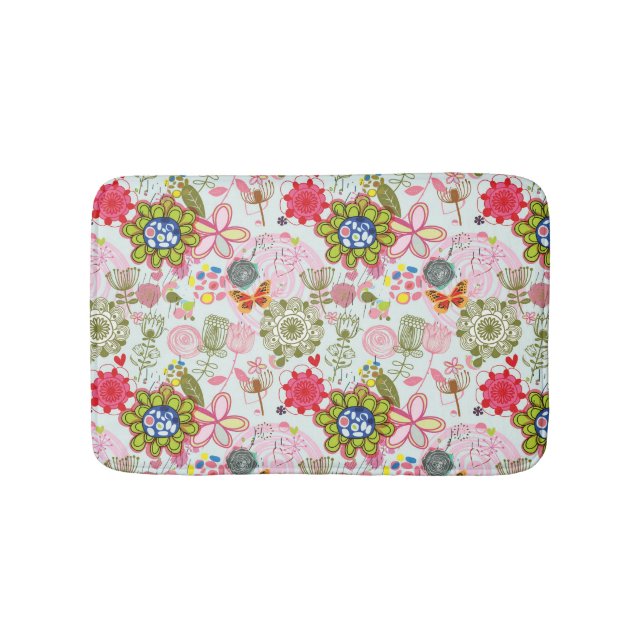 Floral pattern in retro style 2 bath mat (Front)
