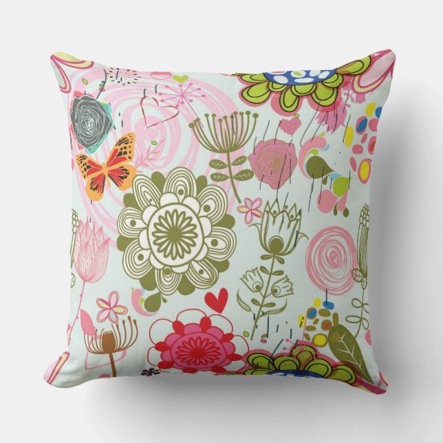 Floral pattern in retro style 2 cushion (Front)