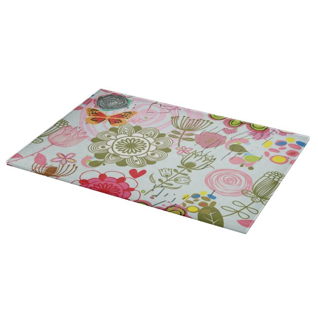 Floral pattern in retro style 2 cutting board (Corner)