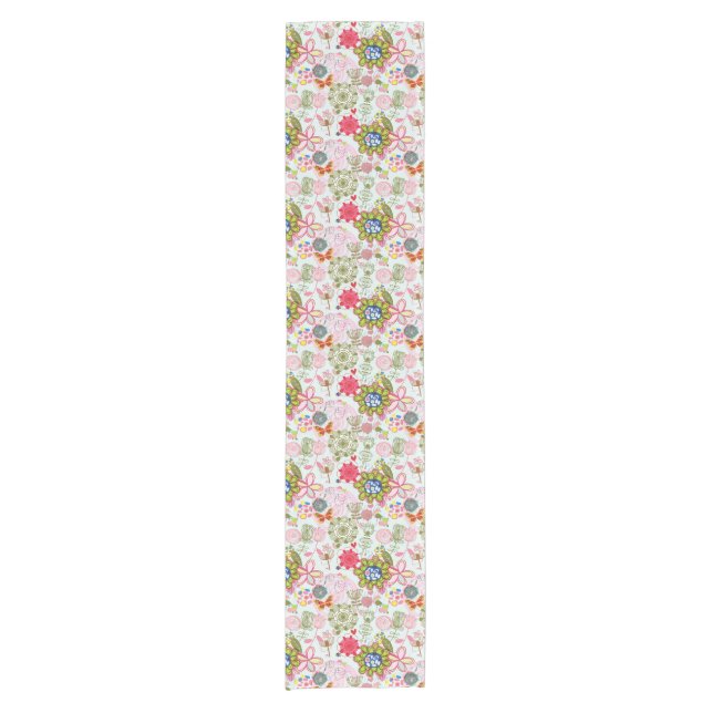 Floral pattern in retro style 2 short table runner (Front)