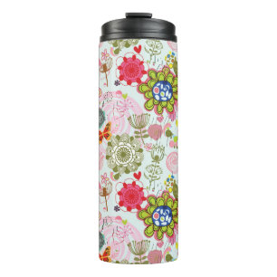 Floral pattern in retro style 2 thermal tumbler