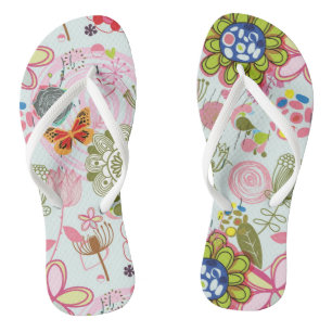Floral pattern in retro style 2 thongs
