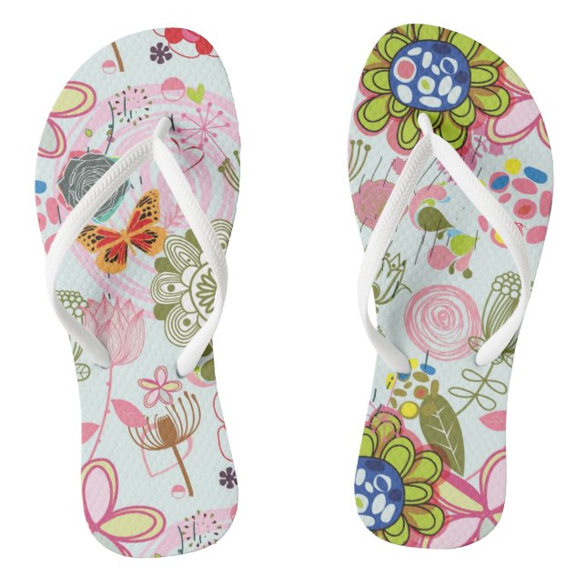 Floral pattern in retro style 2 thongs (Footbed)