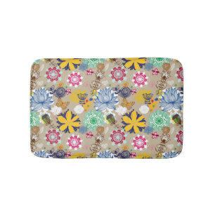Floral pattern in retro style 3 bath mat