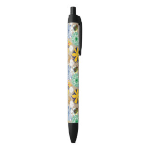Floral pattern in retro style 3 black ink pen