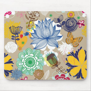 Floral pattern in retro style 3 mouse pad