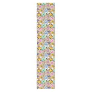 Floral pattern in retro style 3 short table runner