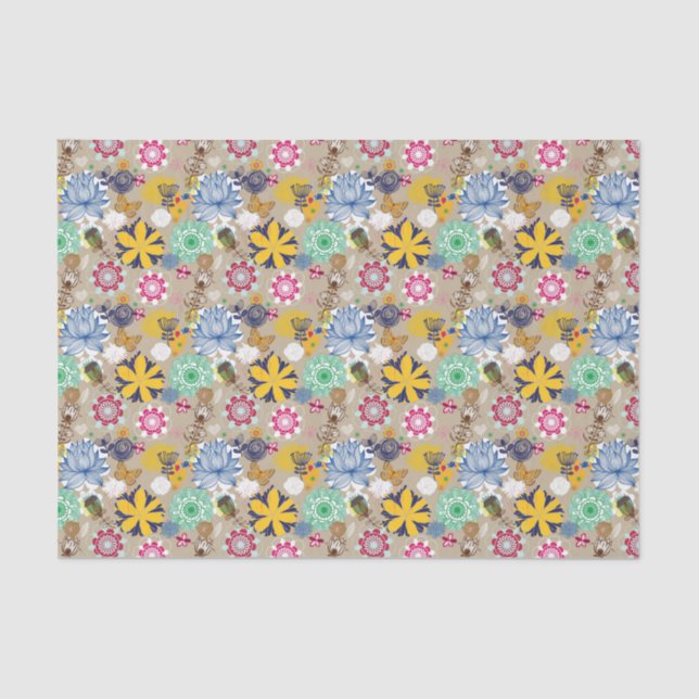 Floral pattern in retro style 3 tissue paper (Front)