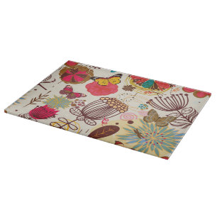 Floral pattern in retro style 4 cutting board