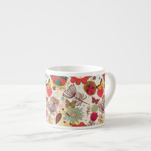 Floral pattern in retro style 4 espresso cup