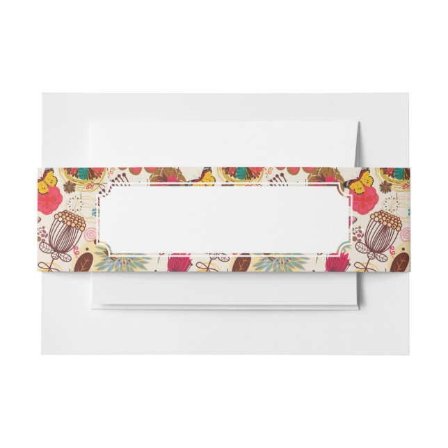 Floral pattern in retro style 4 invitation belly band (Front Example)