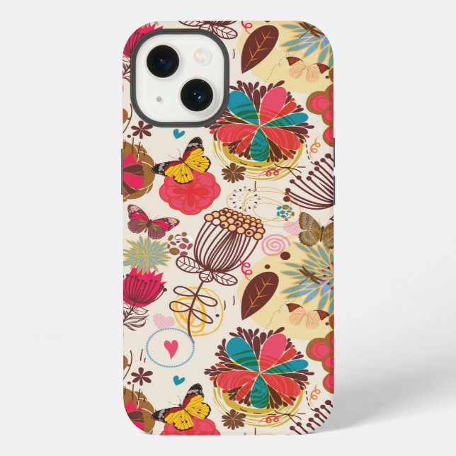 Floral pattern in retro style 4 iPhone case (Back)