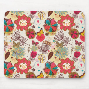 Floral pattern in retro style 4 mouse pad