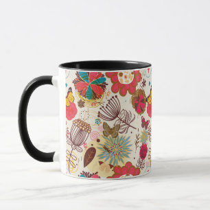 Floral pattern in retro style 4 mug