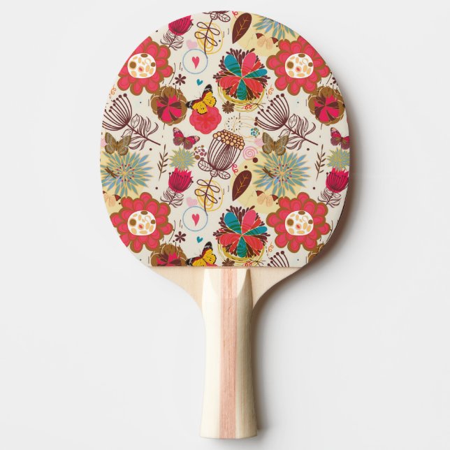 Floral pattern in retro style 4 ping pong paddle (Front)