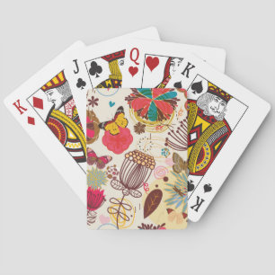 Floral pattern in retro style 4 playing cards