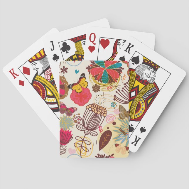 Floral pattern in retro style 4 playing cards (Back)