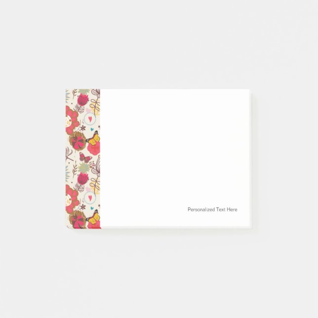 Floral pattern in retro style 4 post-it notes (Front)