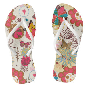 Floral pattern in retro style 4 thongs