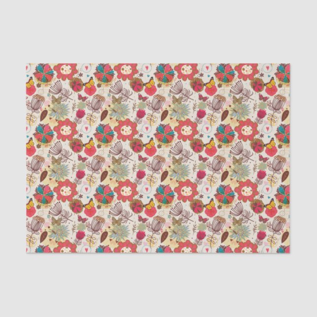 Floral pattern in retro style 4 tissue paper (Front)