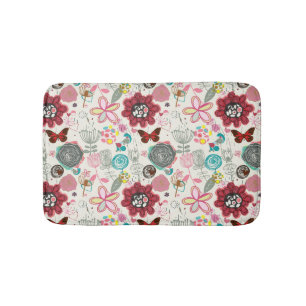 Floral pattern in retro style 5 bath mat